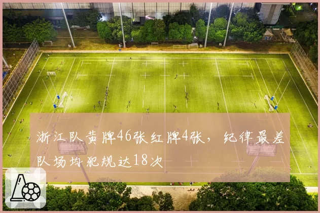 浙江队黄牌46张红牌4张，纪律最差队场均犯规达18次